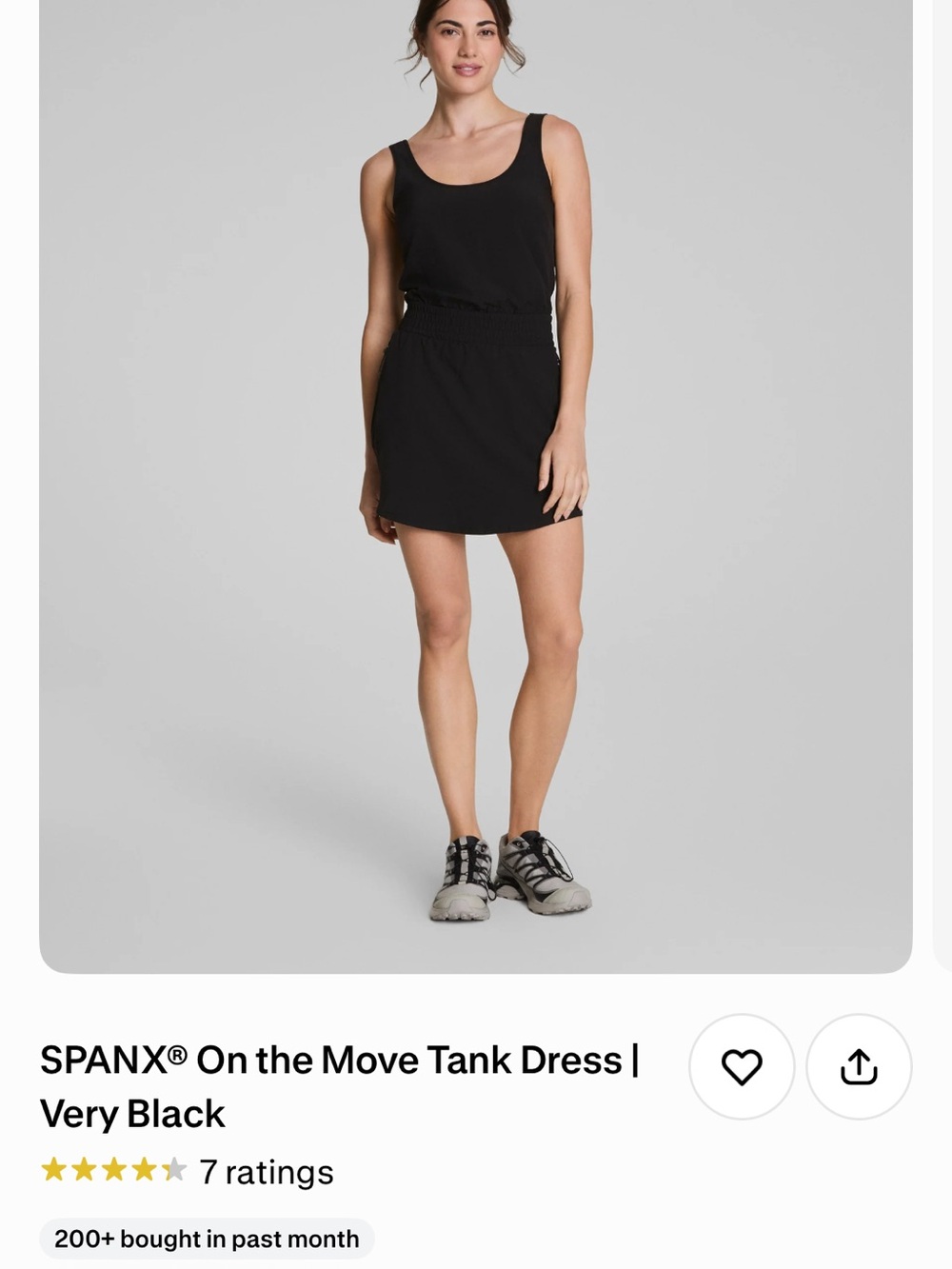 SPANX Black Tank Mini Dress with Smocked Waist